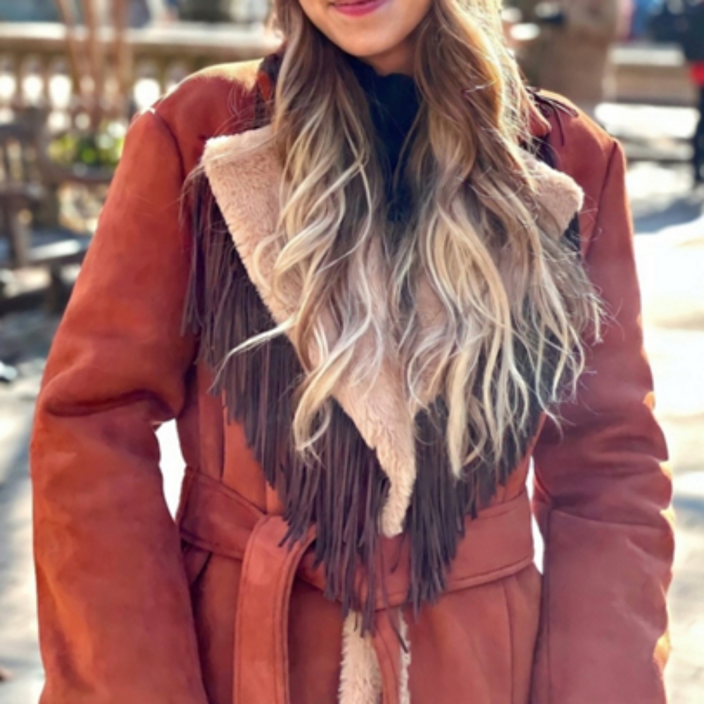 NWT ANTHRO | Hutch Daisy Suede Fringed Coat - Picture 12 of 17